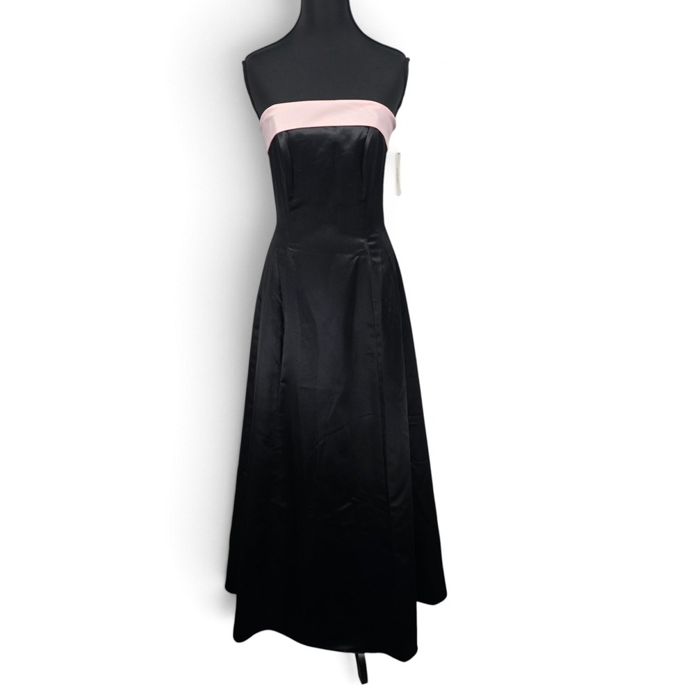 Urban Girl Nites Gown Womens 3/4 Strapless Black Pink Satin NWT Vintage Gothcore
